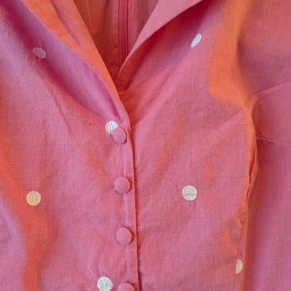 Wayward Fancies Pink Midi Dress with White Polka Dots 16 - Picture 5 of 8